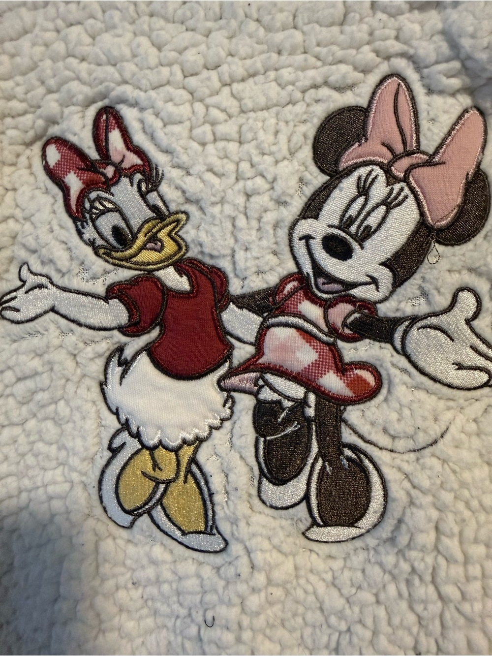 Disney Baby Girls Pink & White Sherpa Sweatshirt with Minnie Mouse & Daisy - Picture 2 of 3